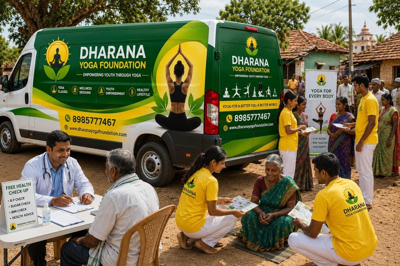 Dharana Yoga Foundation Mobile Van visiting a rural community